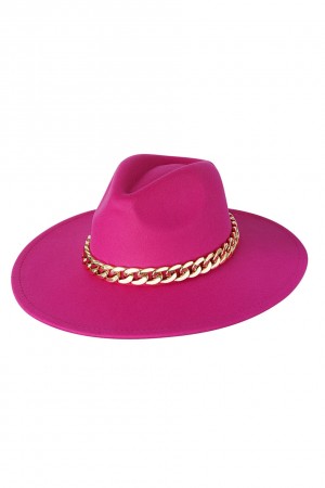 Καπέλο με χρυσή αλυσίδα - Φούξια