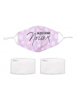 Ροζ πουά μάσκα "Make some noise" με φίλτρο, One size