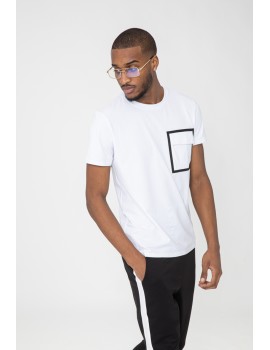 T-shirt με λεπτομέρεια τσέπης - Λευκό