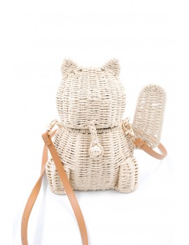 Τσάντα από ψάθα σε σχήμα γάτας