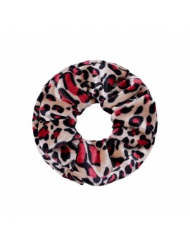 Βελούδινο scrunchie animal print-Ροζ