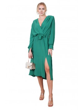 Μίντι φόρεμα με σκίσιμο - Πράσινο