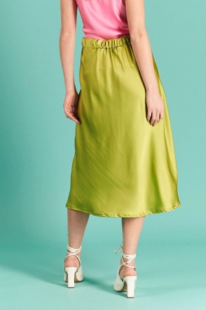 Μακριά τύπου μεταξωτή φούστα - Lime
