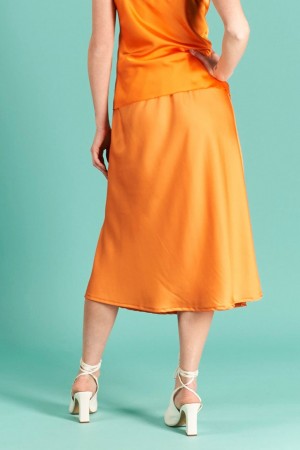 Μακριά τύπου μεταξωτή φούστα - Πορτοκαλί