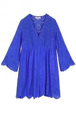 Βαμβακερό φόρεμα-τουνίκ broderie - Μπλε ηλεκτρίκ