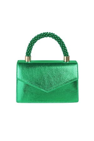 Τσάντα χειρός με χερούλι από μπάλες - Πράσινο