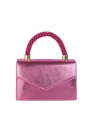 Τσάντα χειρός με χερούλι από μπάλες - Ροζ