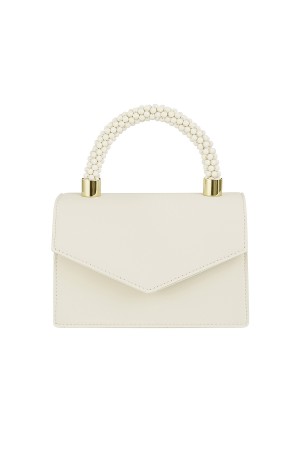 Τσάντα χειρός με χερούλι από μπάλες - Off white