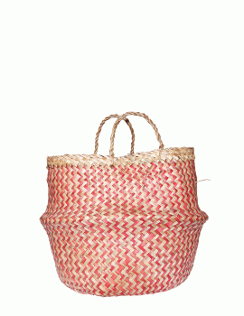 Ψάθινη τσάντα καλάθι - Φούξια