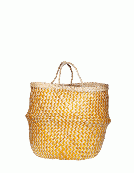 Ψάθινη τσάντα καλάθι - Κίτρινο