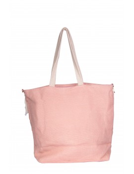 Υφασμάτινη τσάντα θαλάσσης με κρόσσια - Ροζ  