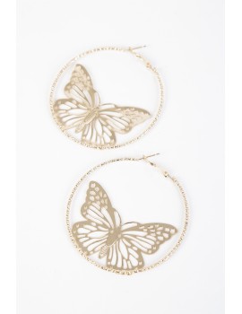 Σκουλαρίκια κρίκοι πεταλούδες από μέταλο- Χρυσό