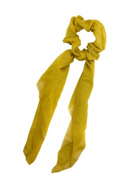 Κίτρινο chiffon scrunchie με μακριά ουρά